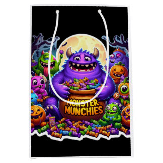 Colorful monsters with candy Halloween Medium Gift Bag