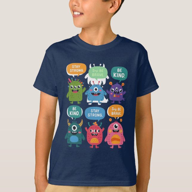 Colorful Monsters with Positive Messages T-Shirt (Front)