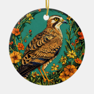 Colorful Montagu's harrier Bird Ceramic Ornament