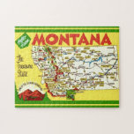 Colorful Montana Map 11x14 Jigsaw Puzzle<br><div class="desc">Wonderful,  colorful vintage postcard map from Montana repurposed!</div>