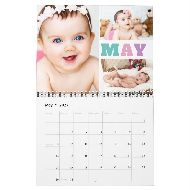 Colorful Month Abbreviations Photo Collage Calendar (May 2027)