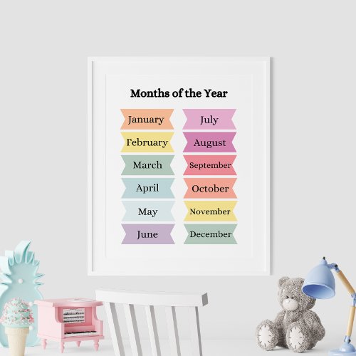 Colorful Months of the Year Educational Poster