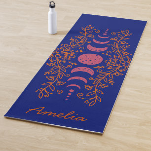 Colorful Moon Phase Celestial Stars Lotus  Yoga Mat