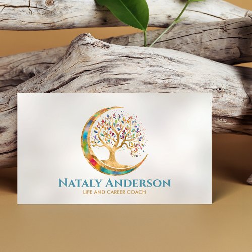 Colorful Moon Tree of life Business Card