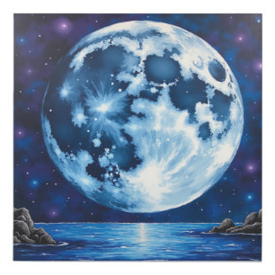 Colorful Moonlit Seascape Canvas Wall Art