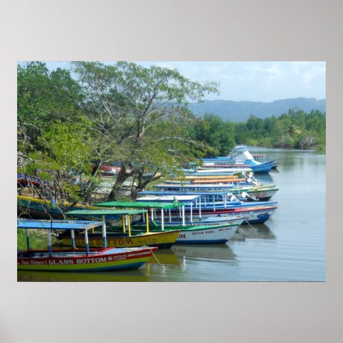 Colorful Moored River Boats Negril Jamaica Photo Poster