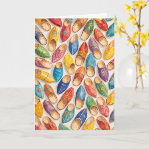 Colorful Moroccan Babouche Slippers Card