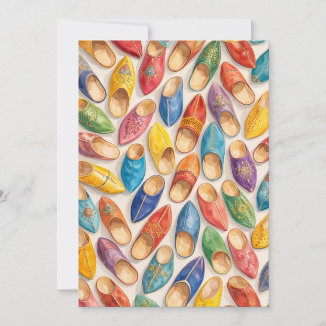 Colorful Moroccan Babouche Slippers Invitation (Front)