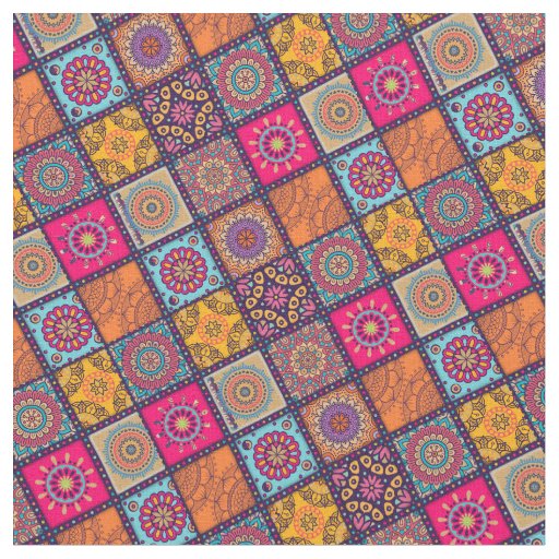 Colorful Moroccan mandala ethnic print Fabric