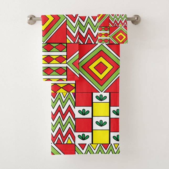 Colorful Moroccan Mosaic Pattern Bath Towel Set (Insitu)