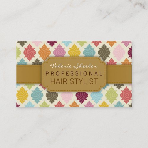 Colorful Moroccan Quatrefoil Custom Business Cards