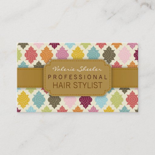 Customizable Colorful Moroccan Quatrefoil Custom Business Cards
