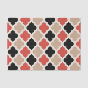 Colorful Moroccan Quatrefoil Lattice Pattern Tissue Paper