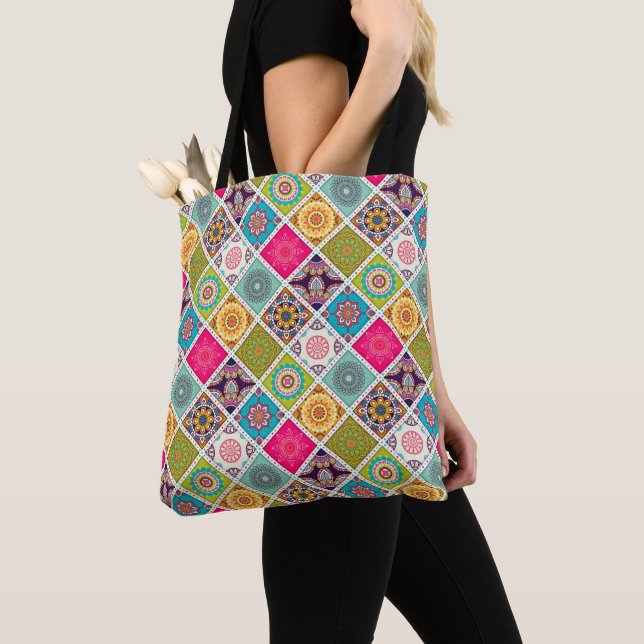 Colorful Moroccan style mandalas Tote Bag (Close Up)