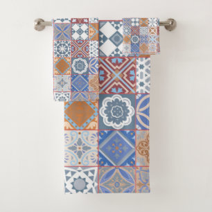 Colorful Moroccan tile Bath Towel Set