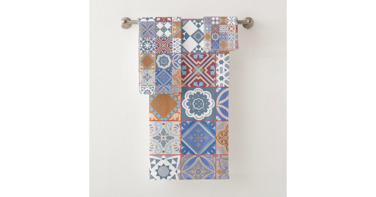 Colorful Moroccan tile Bath Towel Set Zazzle