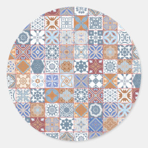 Colorful Moroccan tile Classic Round Sticker