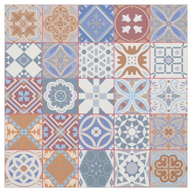 Colorful Moroccan tile Fabric (Swatch)