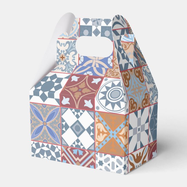 Colorful Moroccan tile Favor Boxes (Front Side)