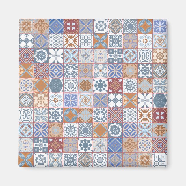 Colorful Moroccan tile Magnet (Front)