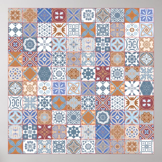 Colorful Moroccan tile Poster (Front)