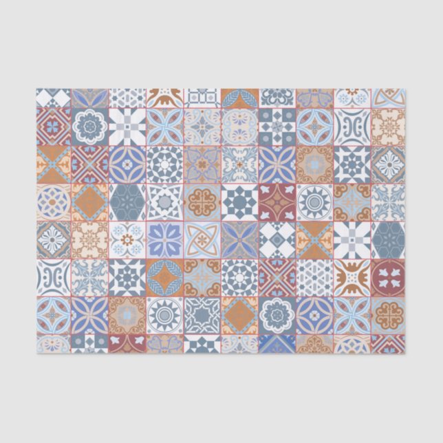 Colorful Moroccan tile Tissue Paper (Front)