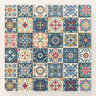 Colorful Moroccan tiles, gorgeous seamless pattern Glass Coaster