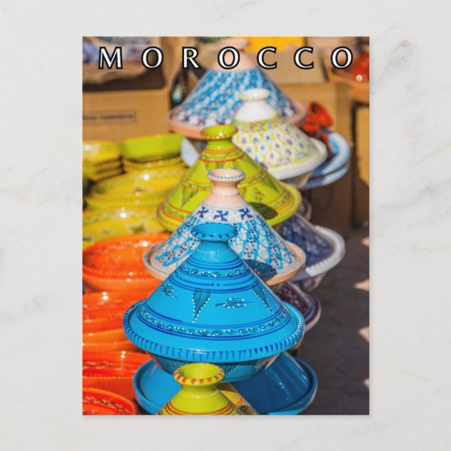 Colorful Morocco Marrakesh Tajin Pottery Postcard (Front)