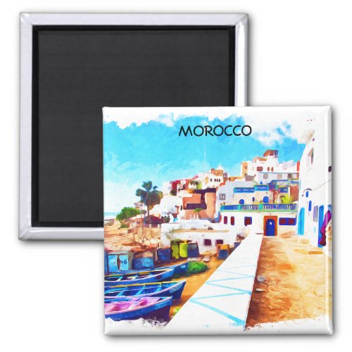 Colorful Morocco Travel Watercolor Magnet