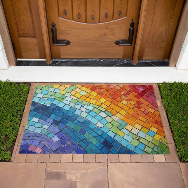 Colorful Mosaic Abstract Stones Art Doormat (Outdoor)