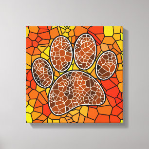 Colorful Mosaic Art Dog Paw Print