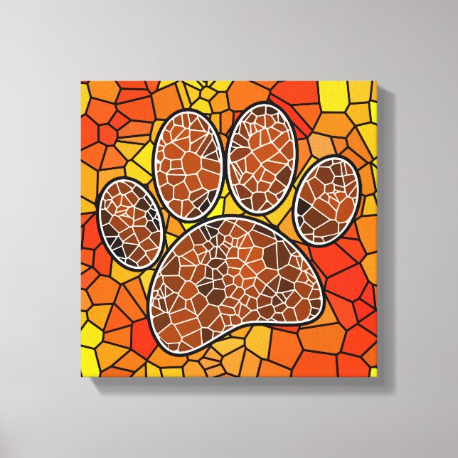 Colorful Mosaic Art Dog Paw Print (Front)