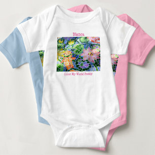 Colorful Mosaic Art Koi Pond with Flowers T-Shirt Baby Bodysuit