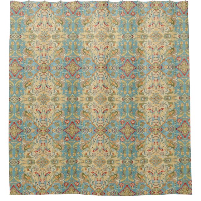 Colorful Mosaic Aztec Pattern Indian Mexican Ethni Shower Curtain (Front)