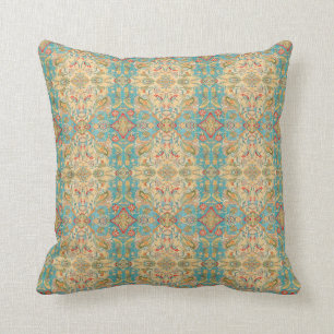 Colorful Mosaic Aztec Pattern Indian Mexican Ethni Throw Pillow