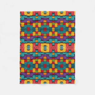 Colorful Mosaic Block Aztec Fleece Blanket