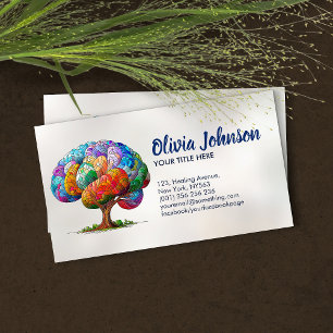 Colorful Mosaic Brain Tree Tree Business Card