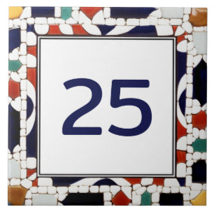 Colorful Mosaic Building House Number Plaque Sign Ceramic Tile