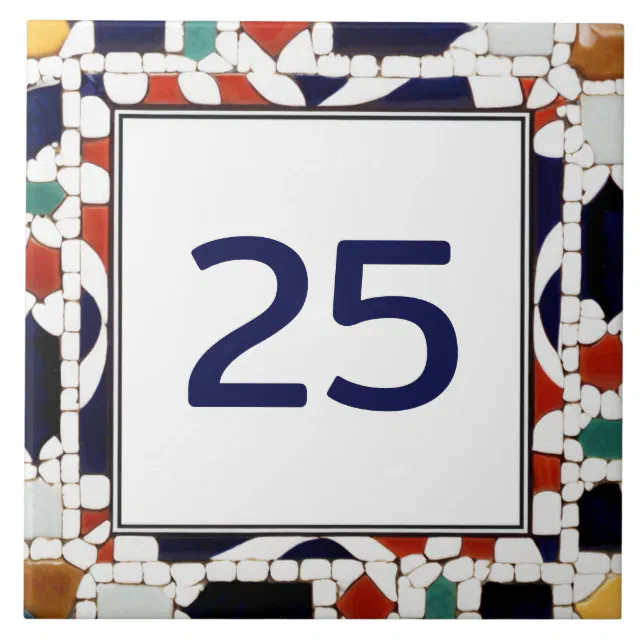 Colorful Mosaic Building House Number Plaque Sign Ceramic Tile | Zazzle