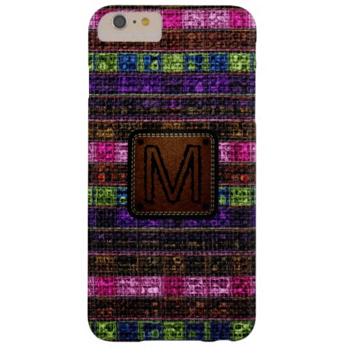 Colorful Mosaic Burlap Elegant Leather Look 18 Barely There iPhone 6 Plus Case
