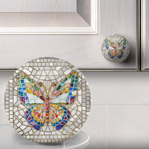 Colorful Mosaic Butterfly Ceramic Knob