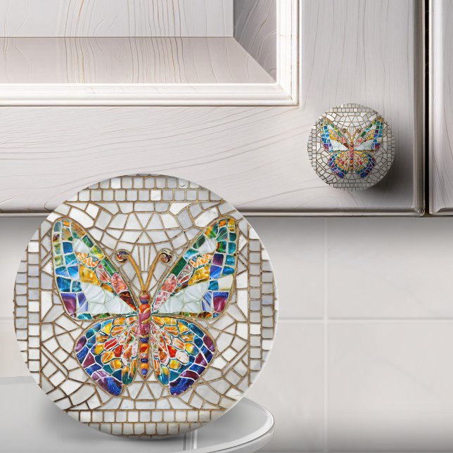 Colorful Mosaic Butterfly  Ceramic Knob (Creator Uploaded)