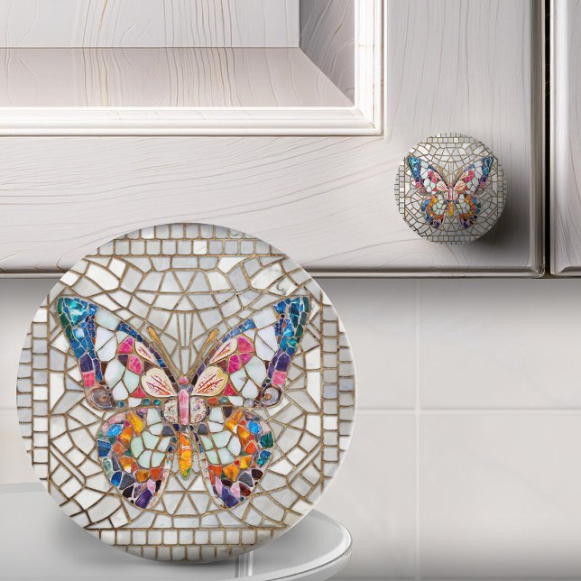 Colorful Mosaic Butterfly  Ceramic Knob (Creator Uploaded)