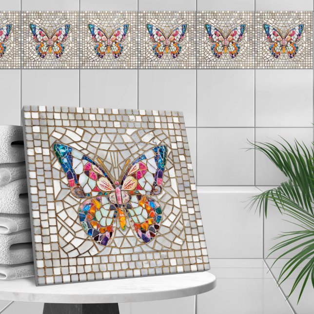 Colorful Mosaic Butterfly  Ceramic Tile (Creator Uploaded)