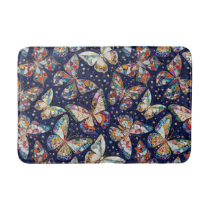 Colorful Mosaic Butterfly pattern Bath Mat