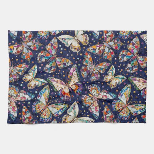 Colorful Mosaic Butterfly pattern Kitchen Towel