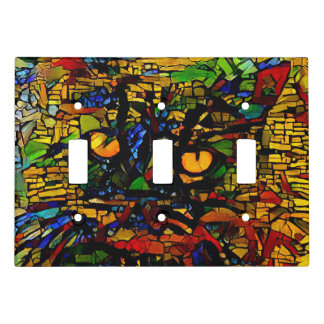 Colorful Mosaic Cat Art Prin Light Switch Cover