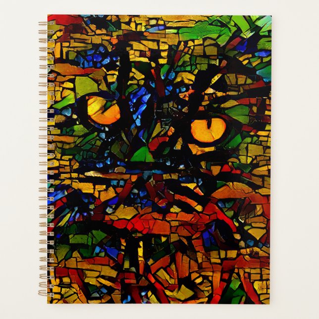 Colorful Mosaic Cat Art Prin Planner (Front)