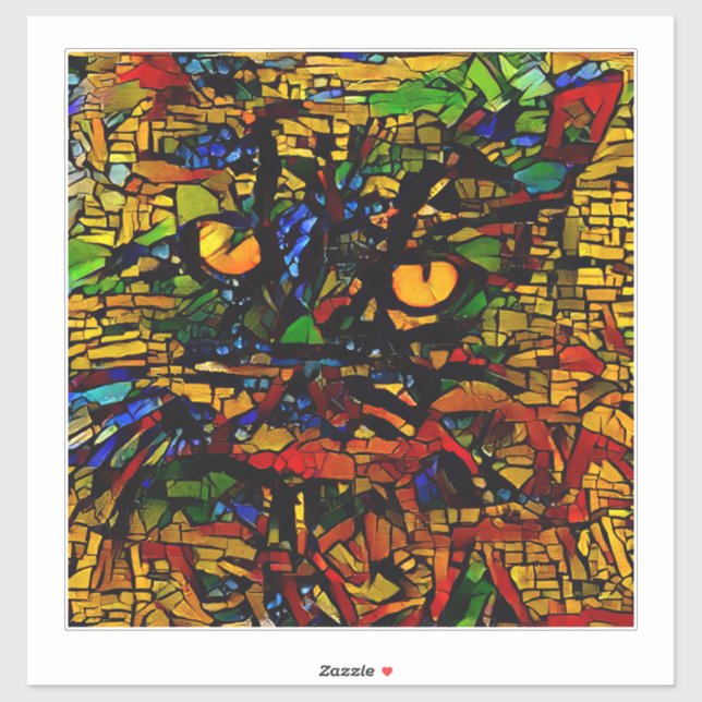 Colorful Mosaic Cat Art Prin Sticker (Sheet)