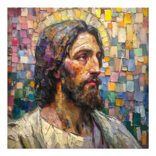 Colorful Mosaic Christianity Jesus Photo Print